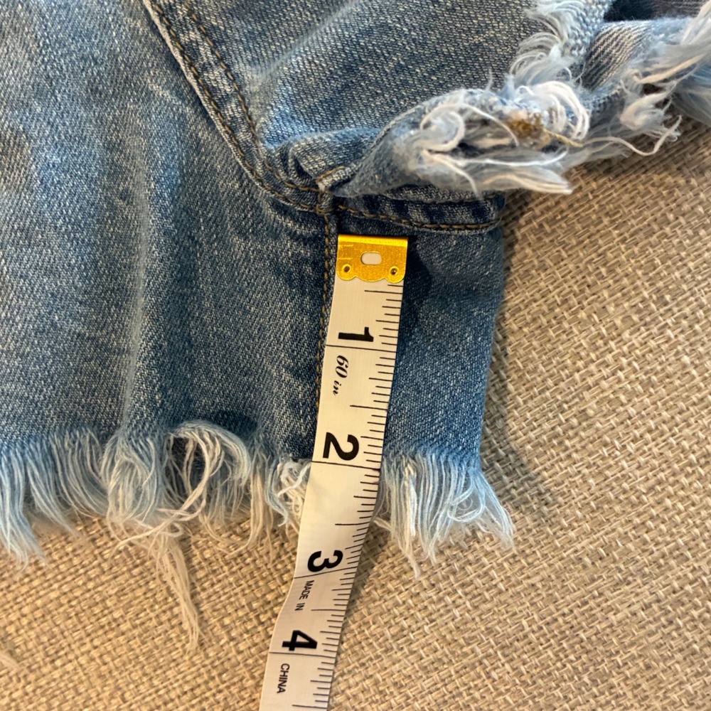 KanCan Distressed Denim Shorts Women 5/26 Blue High Rise Frayed Raw Hem KC8560NL - Picture 8 of 10